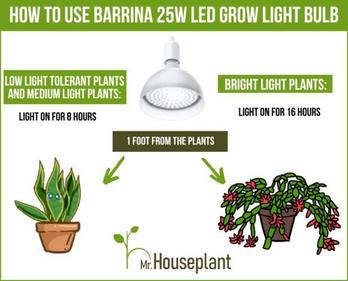Barrina LED Grow Light Bulb with Timing and Hanging System 25W